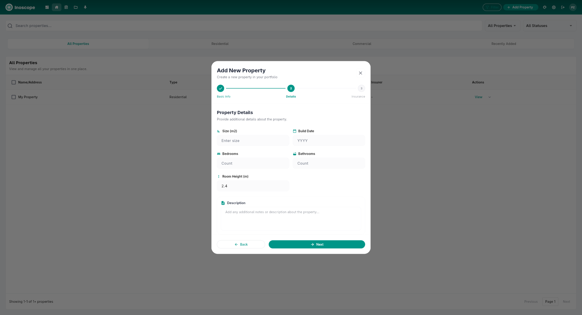Add New Property — Step 2: Details