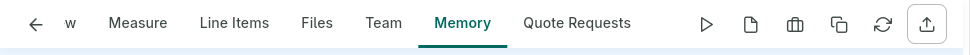 Tender assessment tab strip — Memory tab highlighted; Quote Requests appears at the end