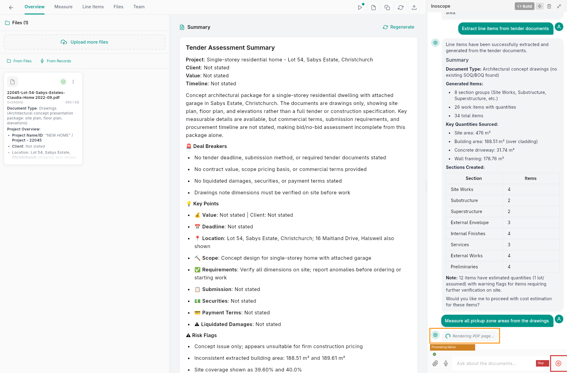 Processing status bubble showing "Deciphering..." with the Stop button highlighted in the input bar