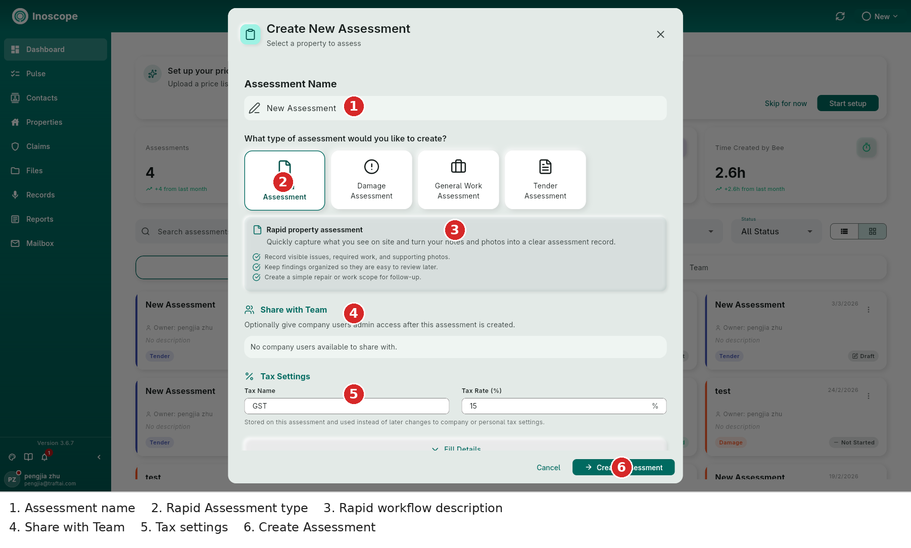 Create Assessment — Rapid Assessment selected with its focused workflow description