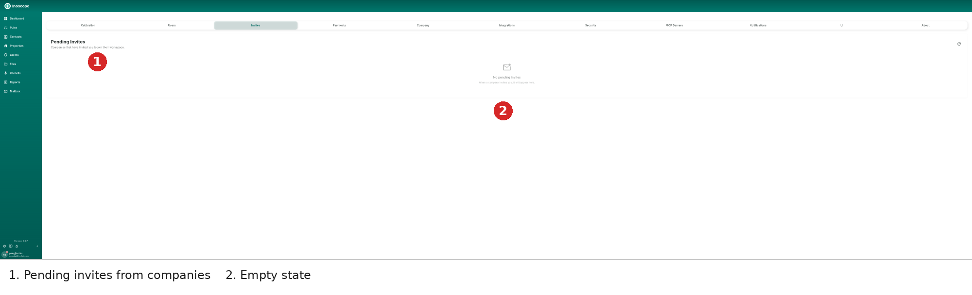 Invites — pending invites empty state